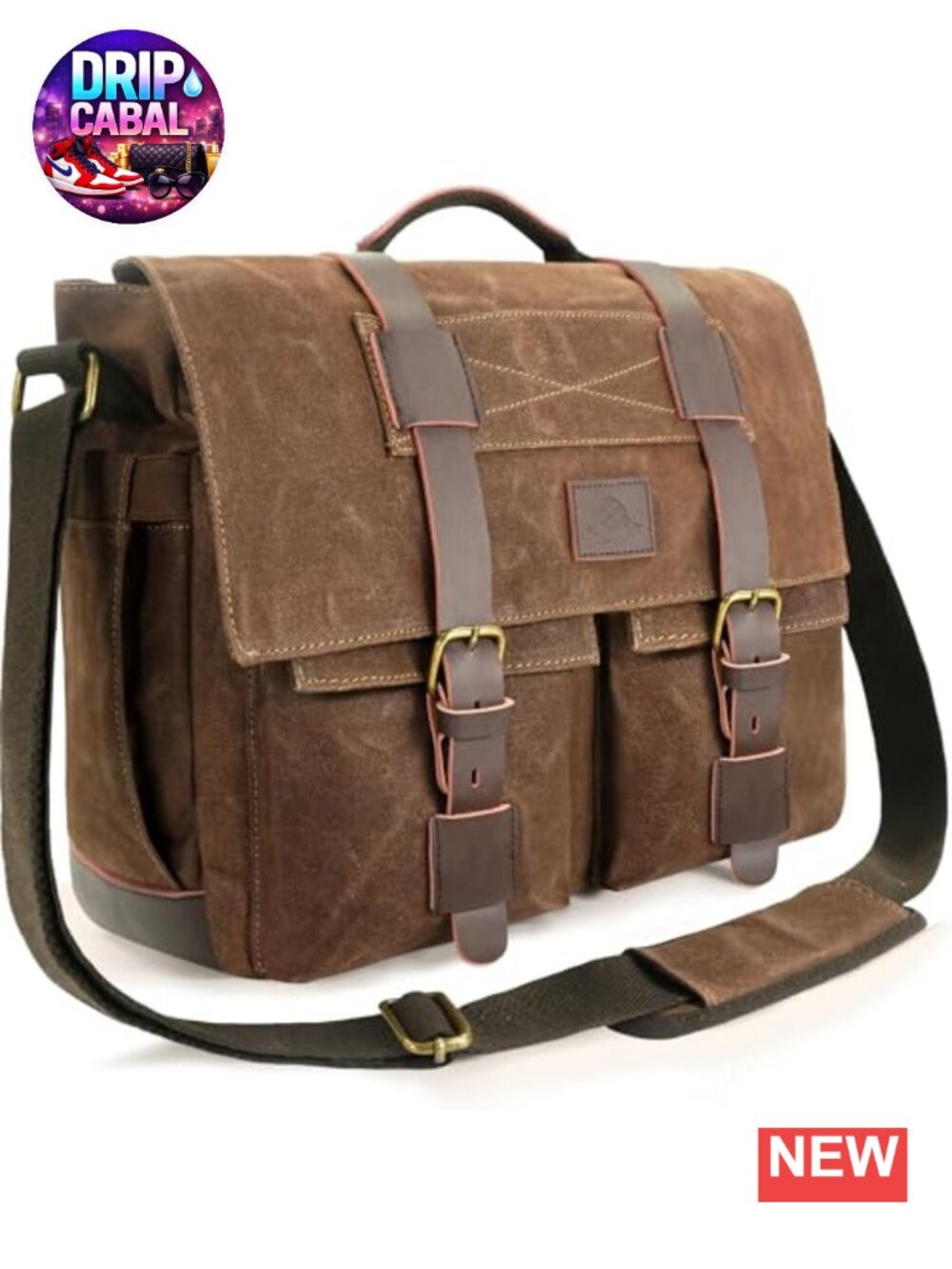 Waxed Canvas Messenger Bag Waterproof 14" Laptop Bag